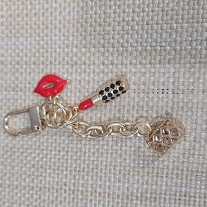 Gold and Red Lipstick Charm Keychain Bag Charm